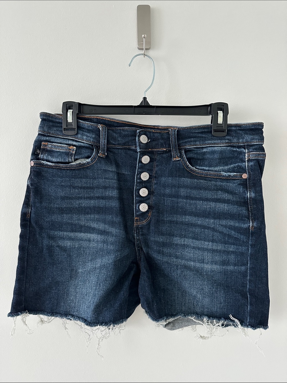 Judy Blue Dark Indigo Button-Fly Raw Hem Denim Shorts